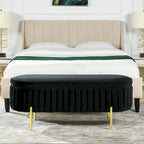 Chloe Modern Glam Performance Velvet Oval Tufted Storage Bench