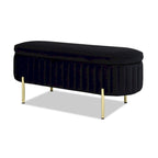 Chloe Modern Glam Performance Velvet Oval Tufted Storage Bench