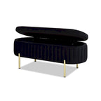 Chloe Modern Glam Performance Velvet Oval Tufted Storage Bench