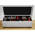 Sole Secret Loft Magnolia Fabric Shoe Storage Bench with Espresso Legs