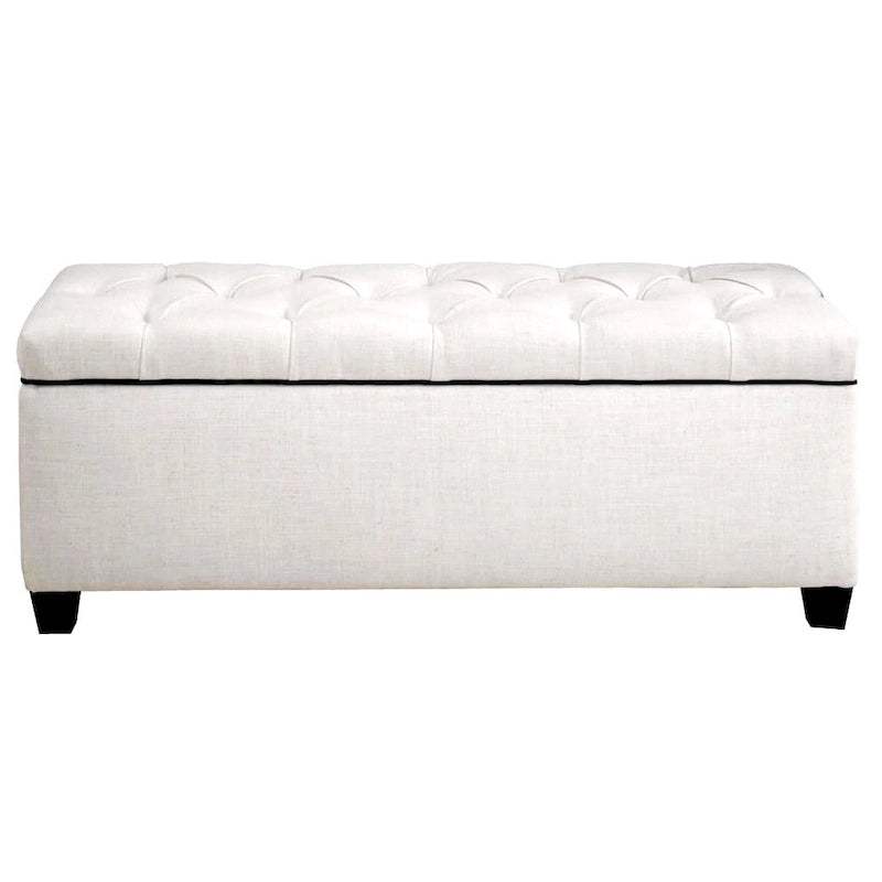 Sole Secret Loft Magnolia Fabric Shoe Storage Bench with Espresso Legs
