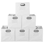 Noble Connect Set of 6 Foldable Fabric Storage Bins- White