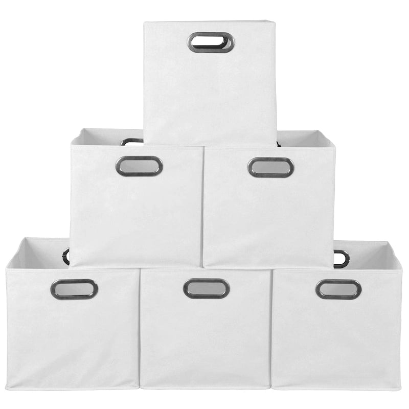 Noble Connect Set of 6 Foldable Fabric Storage Bins- White