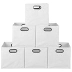Noble Connect Set of 6 Foldable Fabric Storage Bins- White