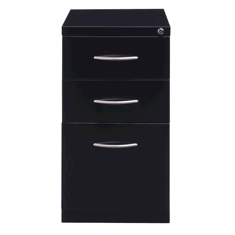 Hirsh 23 D Arch Pull Handle Mobile Pedestal 3-Drawer File Cabinet, Black