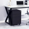 3 Drawer Mobile File Cabinet with Lock Steel File Cabinet(Black)