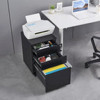 3 Drawer Mobile File Cabinet with Lock Steel File Cabinet(Black)