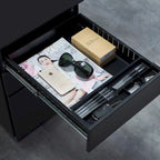 3 Drawer Mobile File Cabinet with Lock Steel File Cabinet(Black)