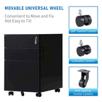 3 Drawer Mobile File Cabinet with Lock Steel File Cabinet(Black)