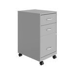 Space Solutions 18 Deep 3 Drawer Mobile Metal Cabinet, Arctic Silver