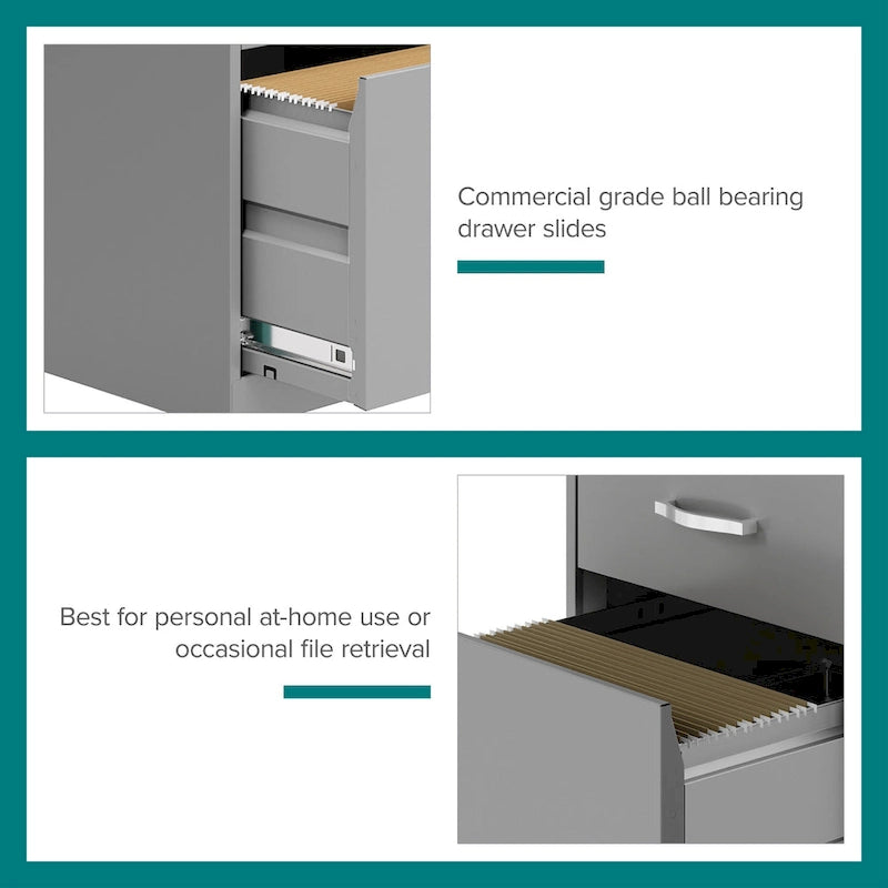 Space Solutions 18 Deep 3 Drawer Mobile Metal Cabinet, Arctic Silver