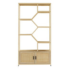 7-Tier Rattan Decor Bookshelf Display Stand with cabinet