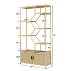 7-Tier Rattan Decor Bookshelf Display Stand with cabinet