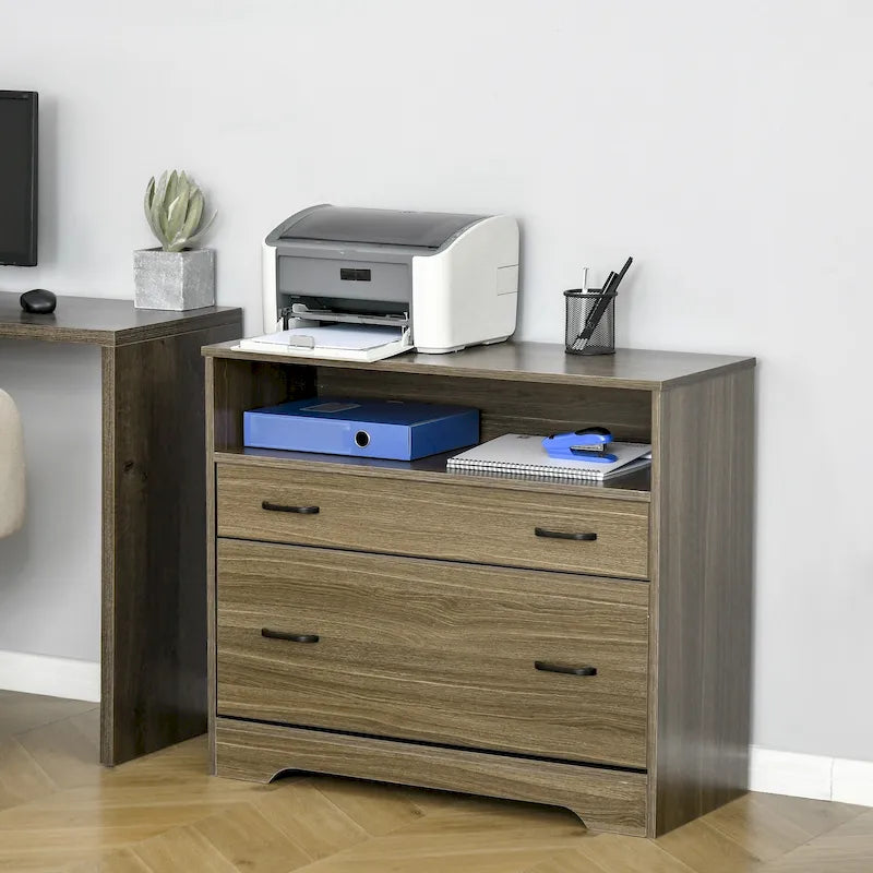 Vinsetto Lateral File Cabinet with Shelf, Office Storage Cabinet with 2 Drawers, Fits Letter Sized Papers