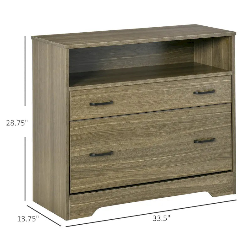 Vinsetto Lateral File Cabinet with Shelf, Office Storage Cabinet with 2 Drawers, Fits Letter Sized Papers