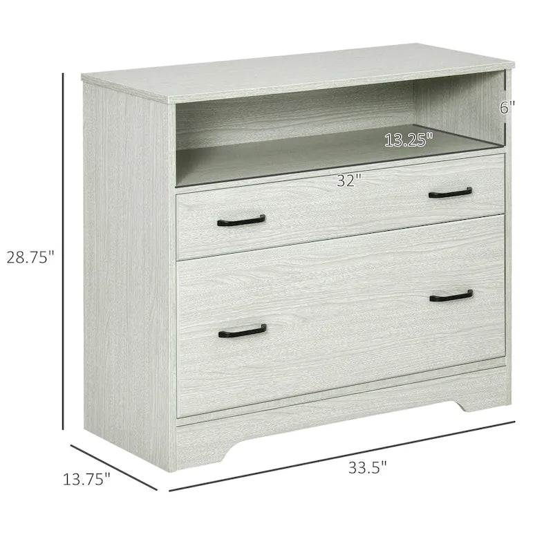 Vinsetto Lateral File Cabinet with Shelf, Office Storage Cabinet with 2 Drawers, Fits Letter Sized Papers