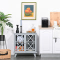 HOMCOM Accent Storage Cabinet Sideboard Serving Buffet Console with Fretwork Doors and Elevated Base, Grey - 31 x 14.25 x 31