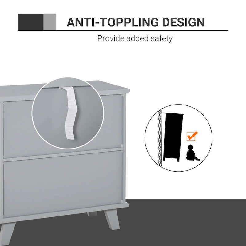 HOMCOM Accent Storage Cabinet Sideboard Serving Buffet Console with Fretwork Doors and Elevated Base, Grey - 31 x 14.25 x 31