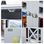 HOMCOM Accent Storage Cabinet Sideboard Serving Buffet Console with Fretwork Doors and Elevated Base, Grey - 31 x 14.25 x 31