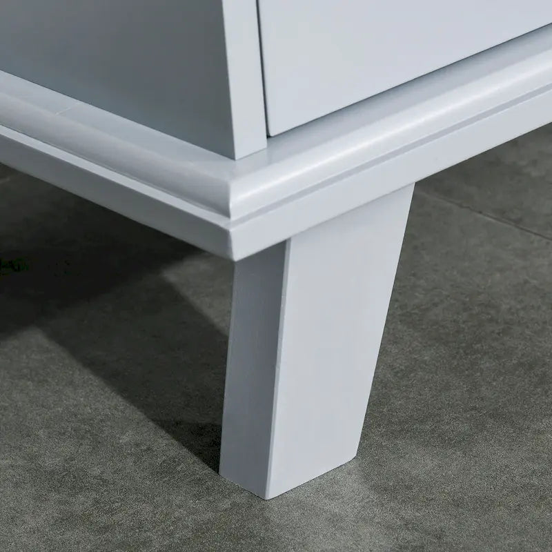 HOMCOM Accent Storage Cabinet Sideboard Serving Buffet Console with Fretwork Doors and Elevated Base, Grey - 31 x 14.25 x 31