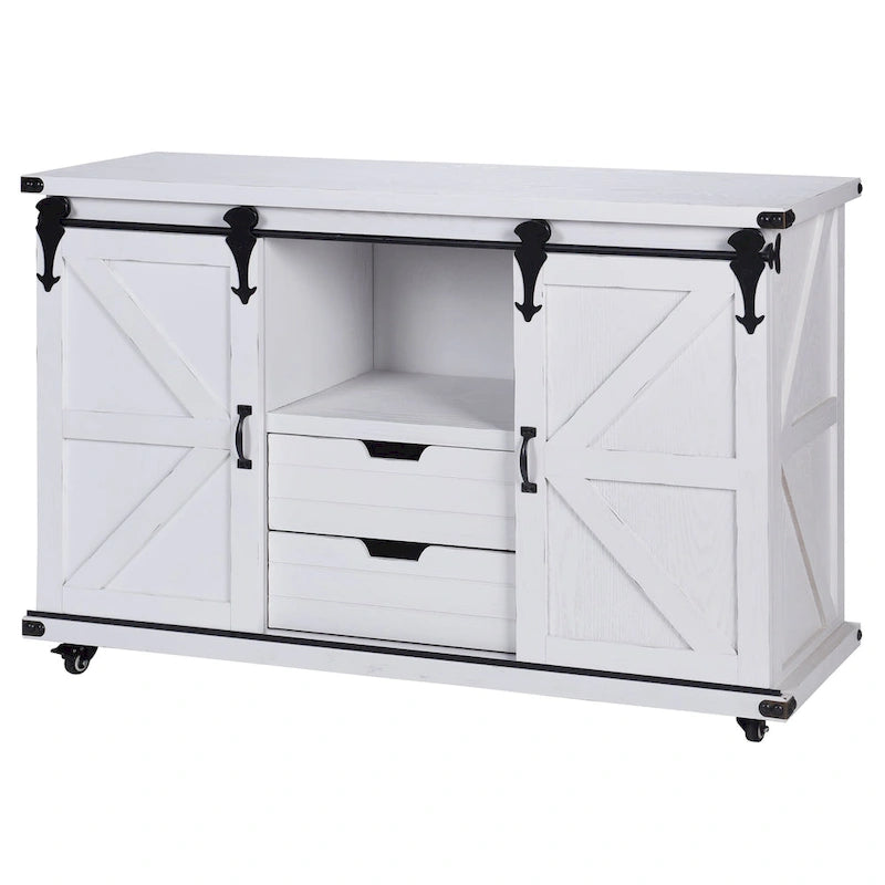 StyleCraft Presley 2 Door Cabinet with Open Center in Distressed White