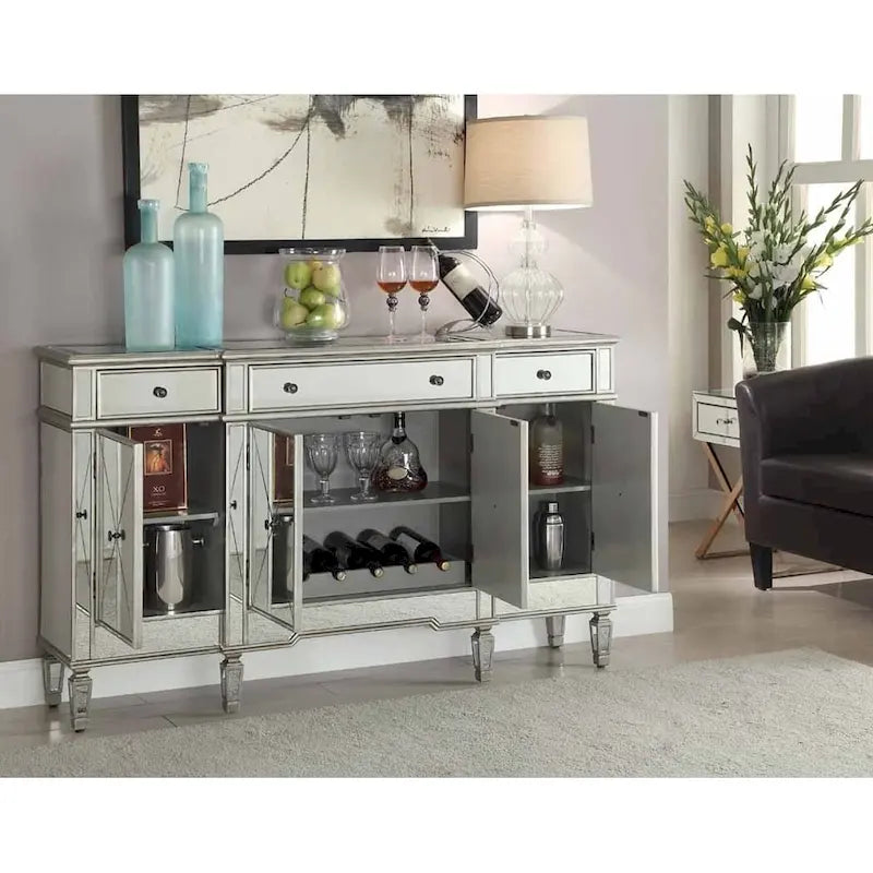 Battista Silver Mirrored Wine Cabinet