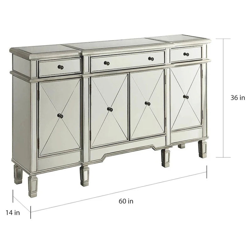 Battista Silver Mirrored Wine Cabinet