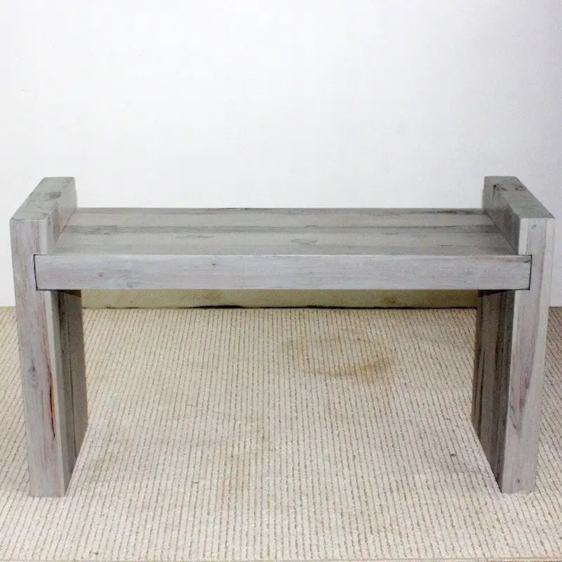 Haussmann? Teak Block Bench 36 x 12.5 x 20.5 inch High KD Grey Oil - 36 x 12.5 x 20.5