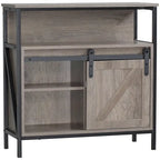 HOMCOM Farmhouse Buffet Cabinet, Kitchen Sideboard, with Sliding Barn Door and Adjustable Shelf for Living Room, Grey