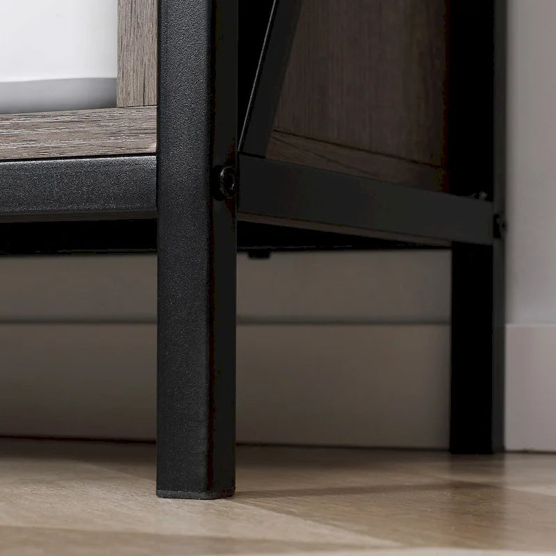 HOMCOM Farmhouse Buffet Cabinet, Kitchen Sideboard, with Sliding Barn Door and Adjustable Shelf for Living Room, Grey