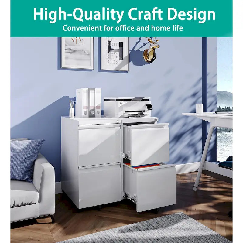 2 Drawer Mobile File Cabinet Under Desk Storage Drawers File Cabinets