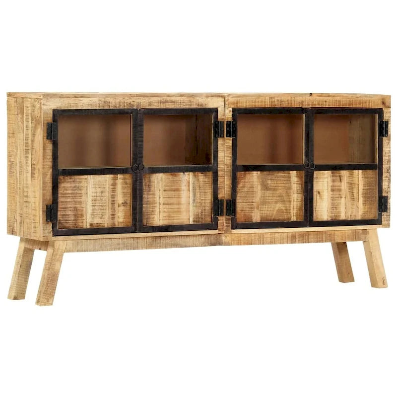 vidaXL Sideboard Brown and Black 63x11.8x31.5 Solid Rough Mango Wood