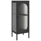 vidaXL Sideboard Black 15.7x13.8x41.3 Glass and Steel - 15.7 x 13.8 x 41.3