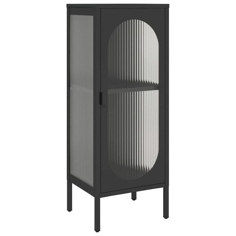 vidaXL Sideboard Black 15.7x13.8x41.3 Glass and Steel - 15.7 x 13.8 x 41.3