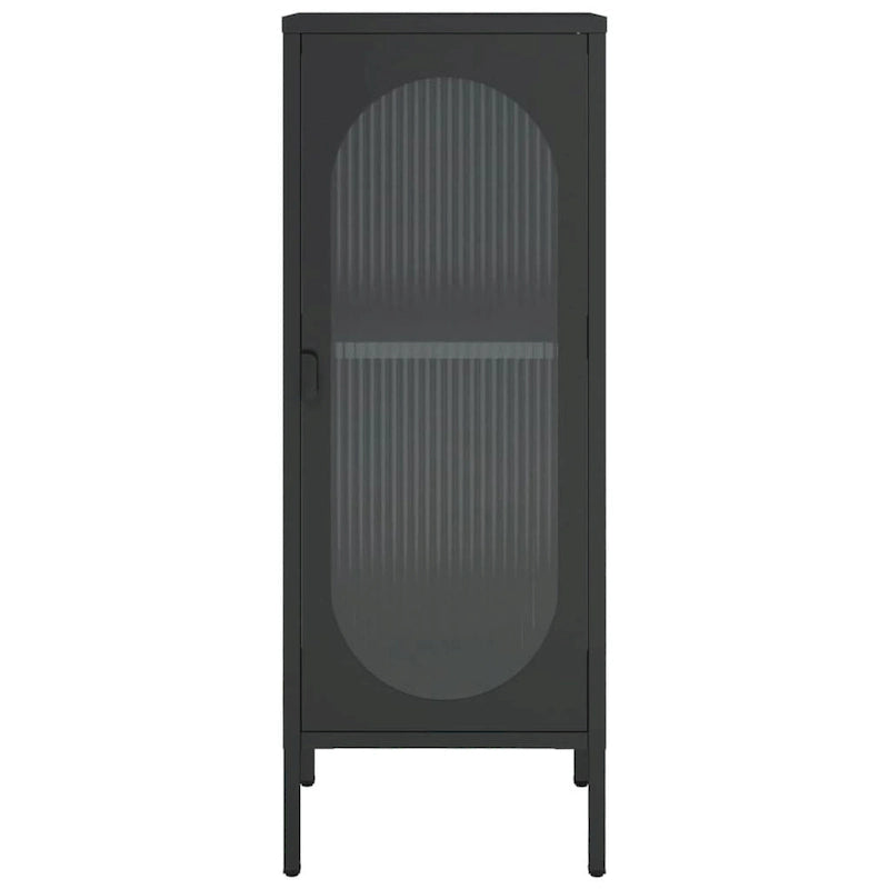 vidaXL Sideboard Black 15.7x13.8x41.3 Glass and Steel - 15.7 x 13.8 x 41.3