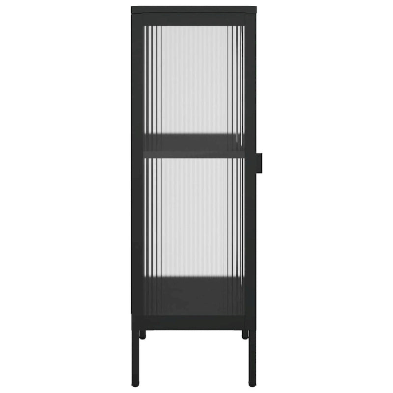 vidaXL Sideboard Black 15.7x13.8x41.3 Glass and Steel - 15.7 x 13.8 x 41.3