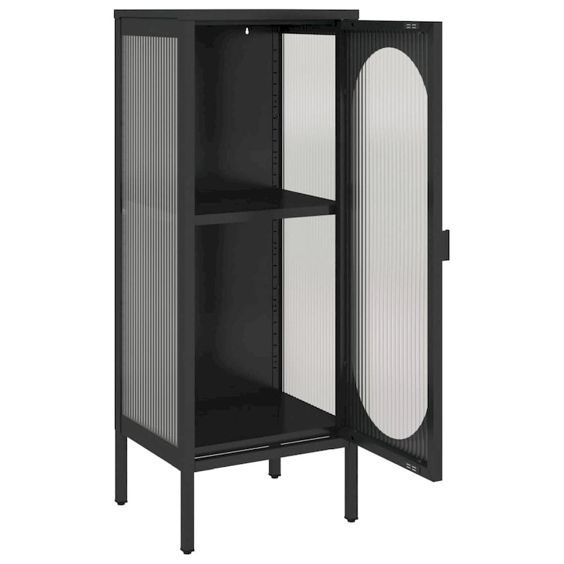 vidaXL Sideboard Black 15.7x13.8x41.3 Glass and Steel - 15.7 x 13.8 x 41.3