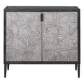 36.5 Gray and Black Contemporary Two Door Rectangular Accent Cabinet