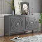 Retro Sideboarddoor with Circular Groove Design Round Metal Door Handle - N/A
