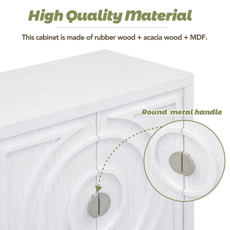 Retro Sideboarddoor with Circular Groove Design Round Metal Door Handle - N/A