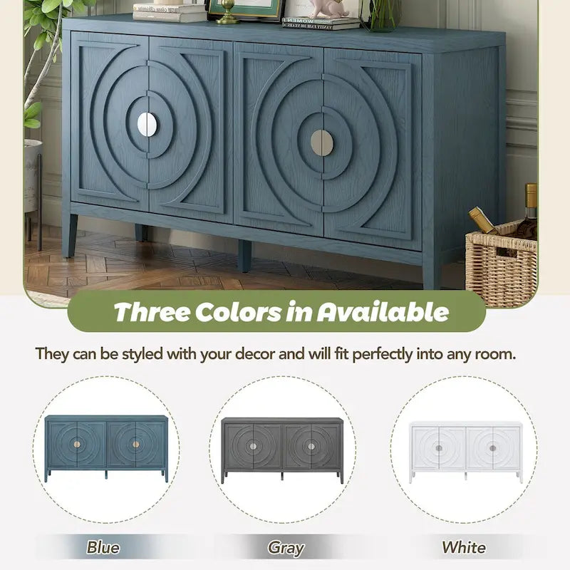Retro Sideboarddoor with Circular Groove Design Round Metal Door Handle - N/A