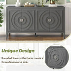 Retro Sideboarddoor with Circular Groove Design Round Metal Door Handle - N/A