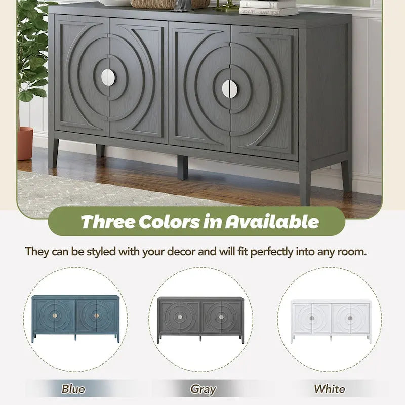 Retro Sideboarddoor with Circular Groove Design Round Metal Door Handle - N/A