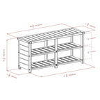 Keystone Bench, 2-Tier Shoe Storage, Teak - 38.43 x 11.81 x 18.27 inches