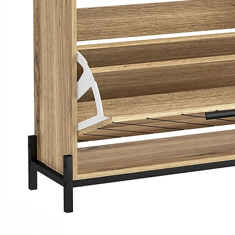 Elegant Stylish Wooden Shoe Storage Cabinet with Metal Legs