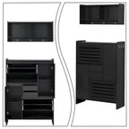 2-Peice Storage Set with Shoe Storage Cabinet and Wall-Mounted Storage Cabinet
