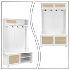 Classic Farmhouse Style Wooden Storage Dresser with Woven Rattan Decorative Cabinet Doors