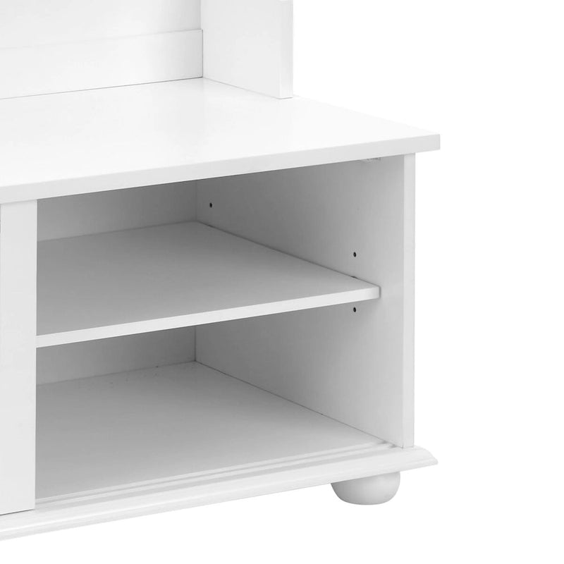 Classic Farmhouse Style Wooden Storage Dresser with Woven Rattan Decorative Cabinet Doors