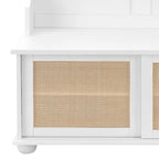 Classic Farmhouse Style Wooden Storage Dresser with Woven Rattan Decorative Cabinet Doors