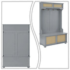 Classic Farmhouse Style Wooden Storage Dresser with Woven Rattan Decorative Cabinet Doors